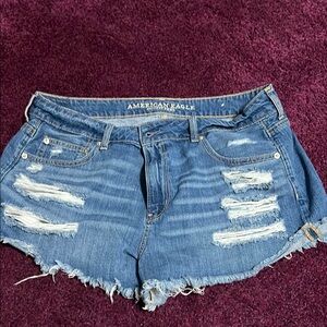 American Eagle Outfitters Blue Distressed Jean Shorts